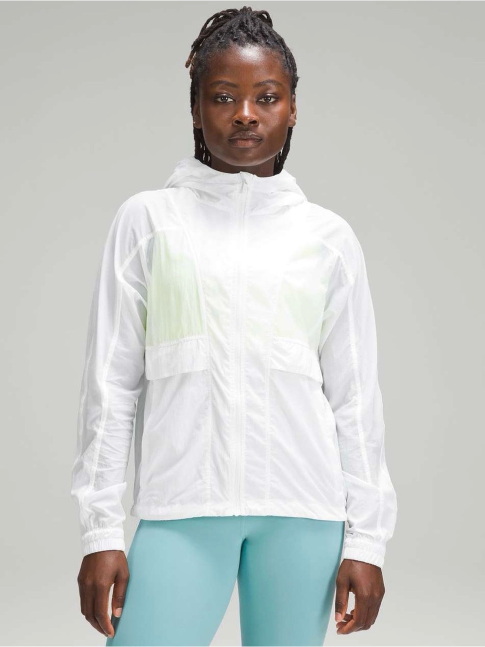 Lululemon Ventilated Packable Trail Running Jacket White Sz 4 Hooded Windbreaker